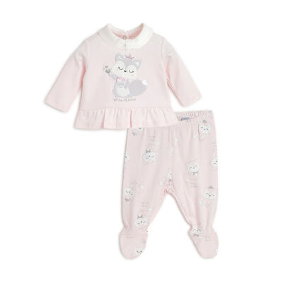 Girls Light Pink Printed Smock with Legging